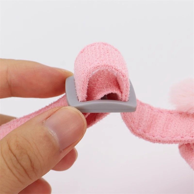 Warm Fur Collar Soft Padded Small Girl Pet Harness and Leash Set with Bow Tie
