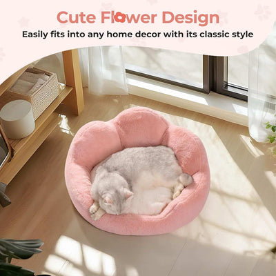 Fluffy Cat Couch Bed - Washable Round Pet Sofa