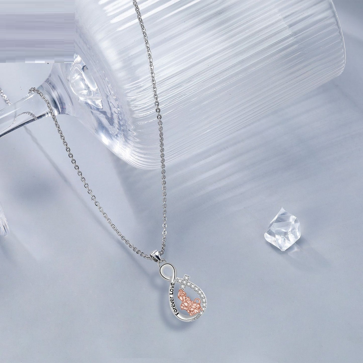 Love Heart Pendant Girl With Dog Necklace
