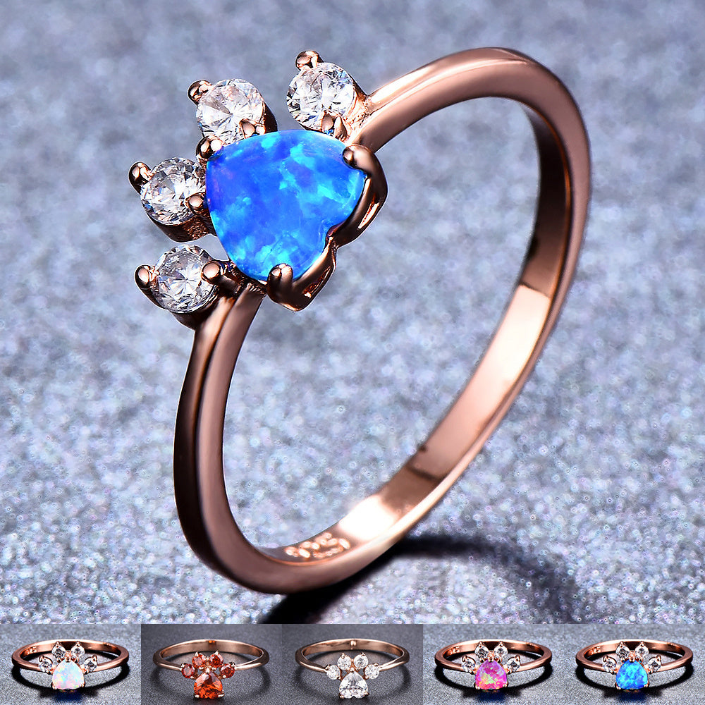 Cute Rhinestone Cat-claw Shaped Fashion Personality Ring - Women's Jewelry