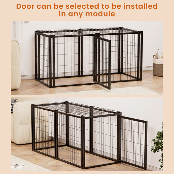 Black Iron 48 Inch Wide Front or Side Door Access Indoor Dog Cage