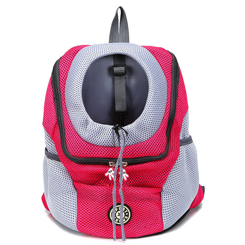 Wefulfil backpack pet carrier bag in red and gray mesh for comfortable pet travel