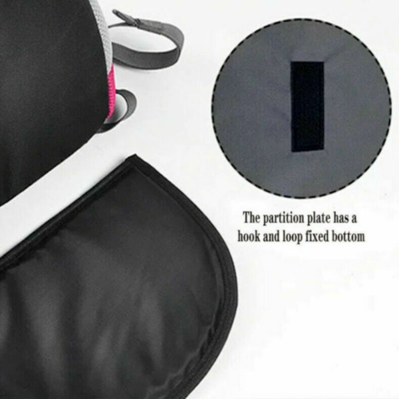 Wefulfil Backpack Pet Carrier Bag showing hook and loop fixed bottom on partition plate