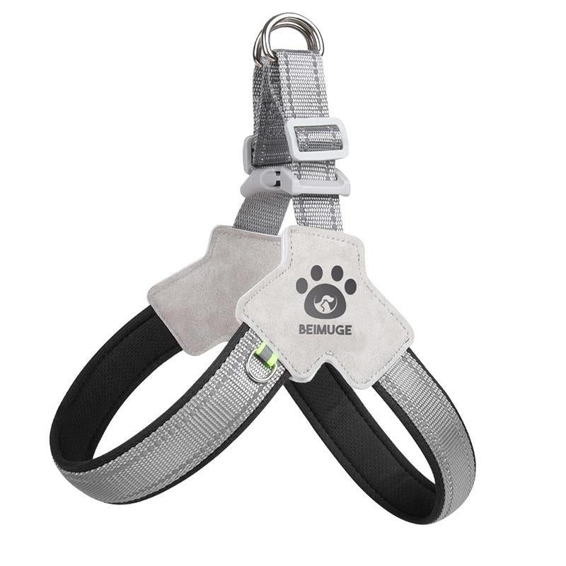 Wefulfil Dog and Cat Harness in gray with adjustable straps and reflective stitching for safety