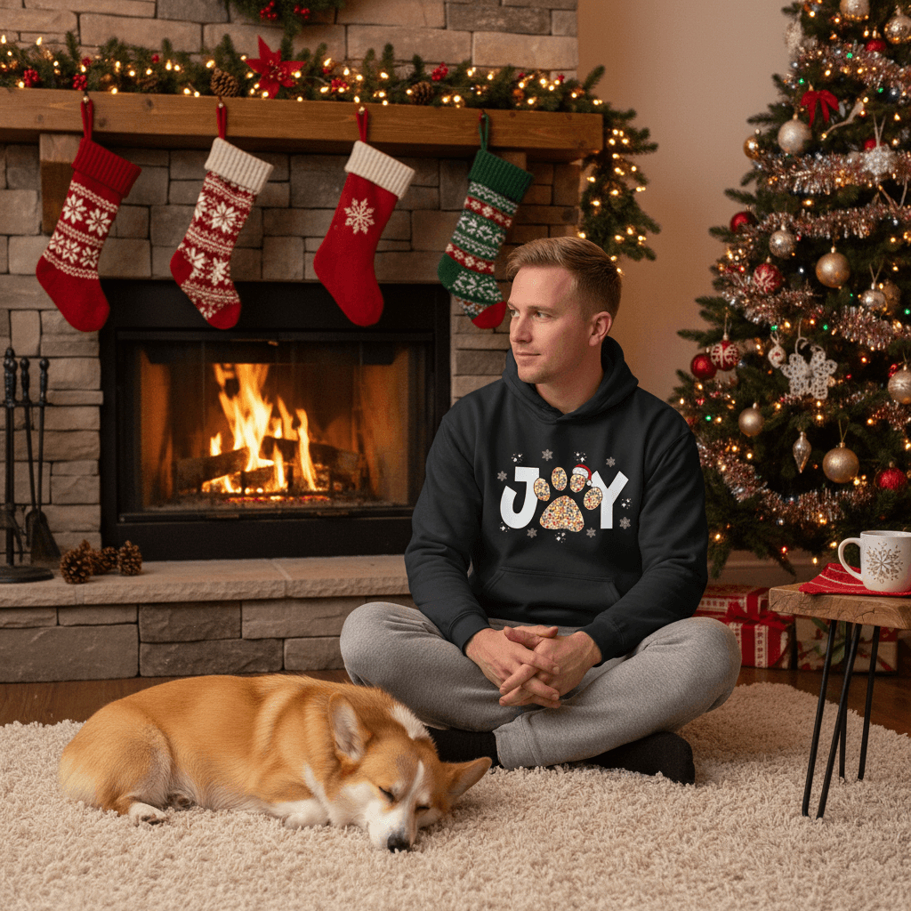 Joy Paw Hoodie - Festive Christmas Pet Lover Sweatshirt - Purrfect Pet Haven
