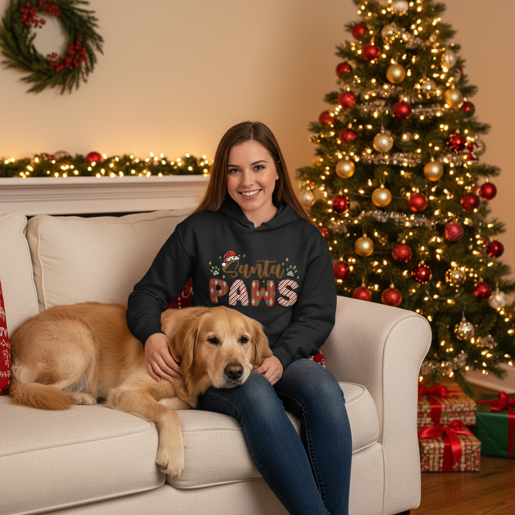 Black Santa Paws Hoodie Lifestyle