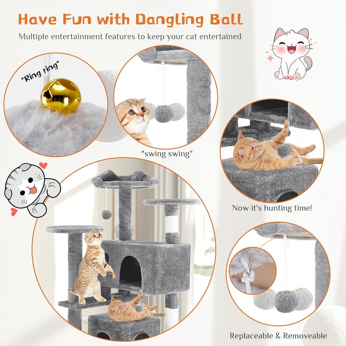 54 Inch Multi-Level Cat Tree Tower