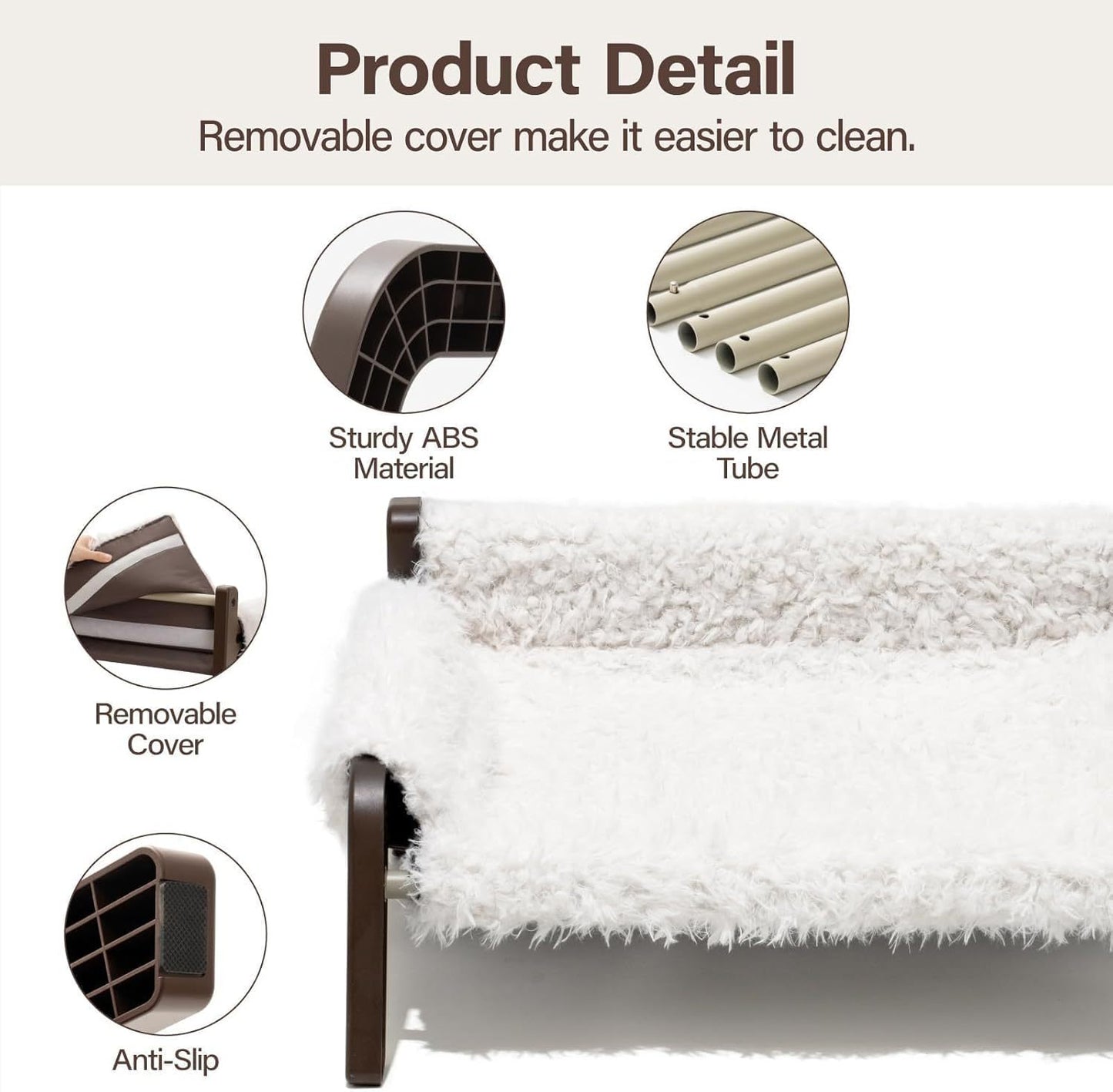 Raised Cat Bed - Elevated Plush 44lb Support