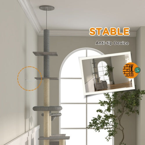 Floor to Ceiling Cat Tree - 2-in-1 Litter Box
