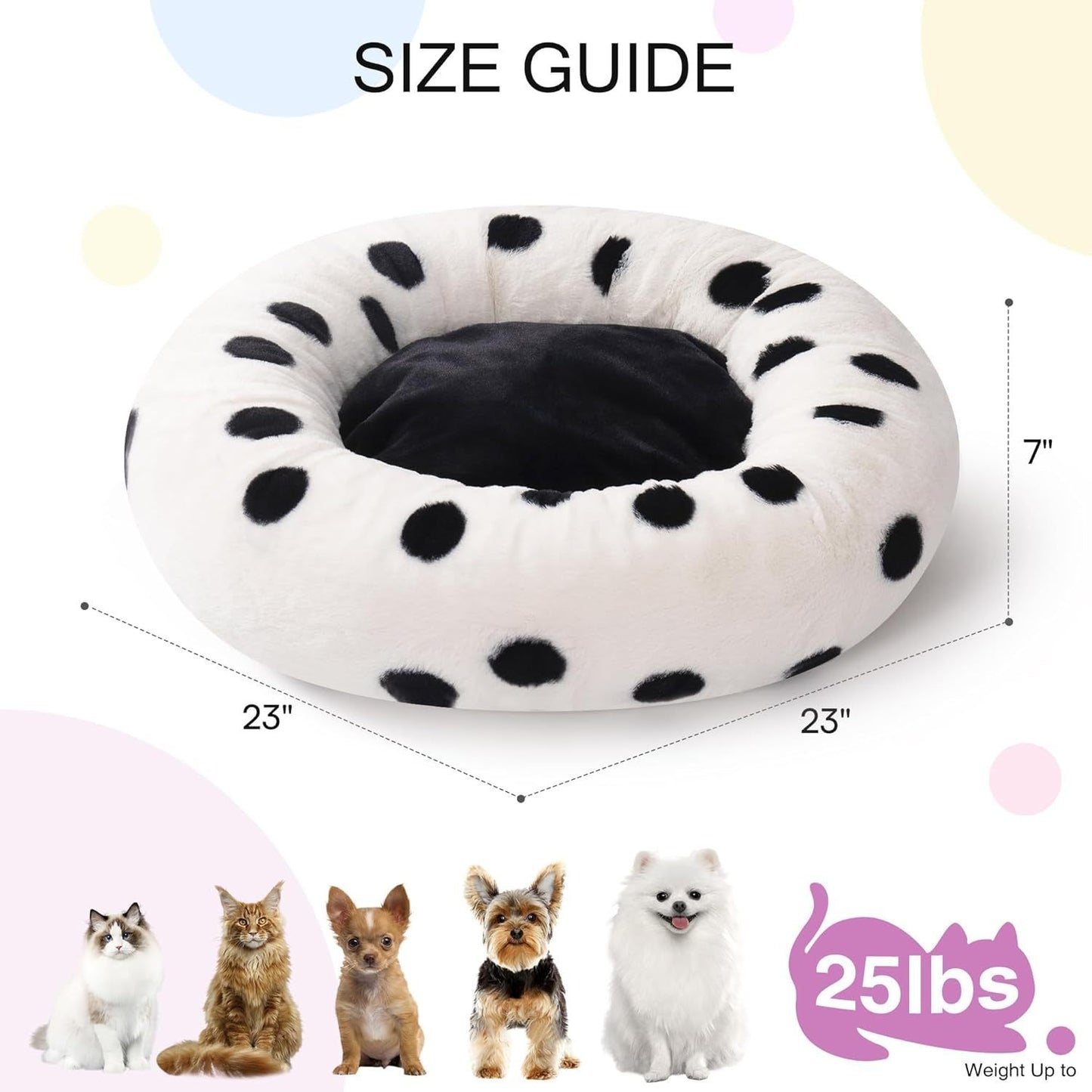 Polka Dot Donut Pet Bed - 23 Inch Round