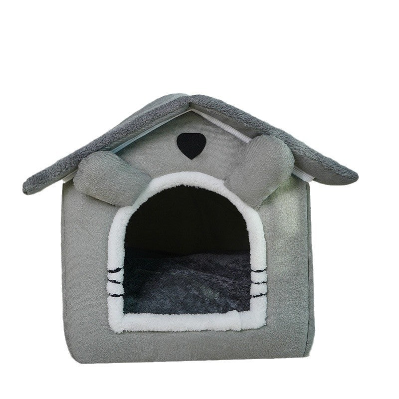 Cute House Type Cathouse Doghouse - Removable Washable Pet Bed
