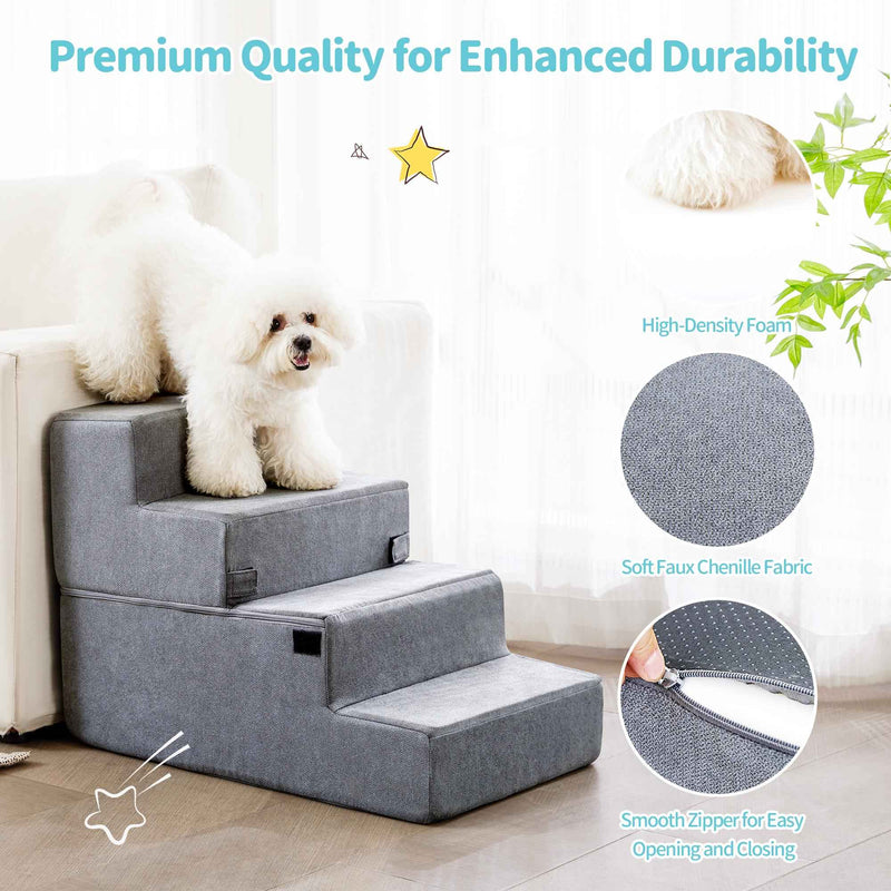Dog Steps for High Beds - 4-Step Foam Pet Stairs - Purrfect Pet Haven