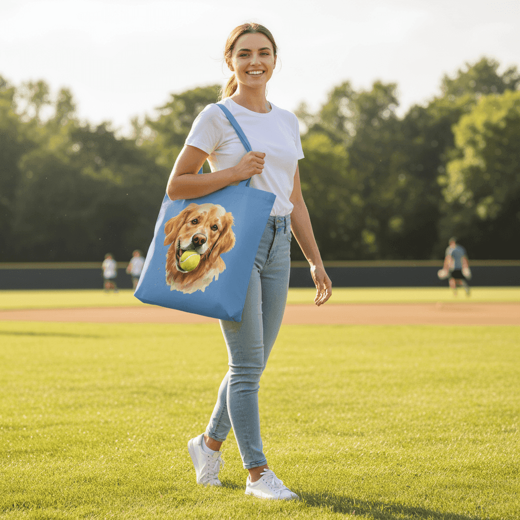 Golden Retriever Tote Bag with Tennis Ball Design - Purrfect Pet Haven