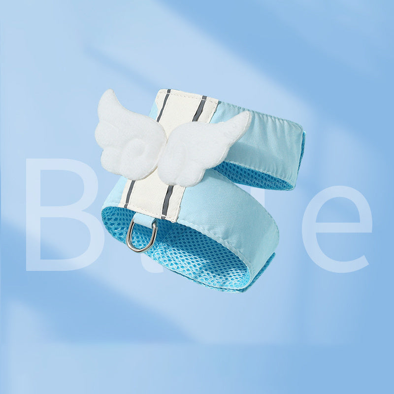 Wefulfil Cat Harness Leash Set in light blue with white angel wings for small cats