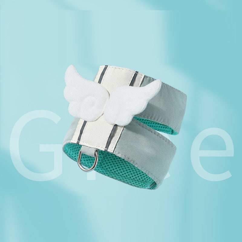 Wefulfil Cat Harness Leash Set with soft fabric and angel wing design in light blue color