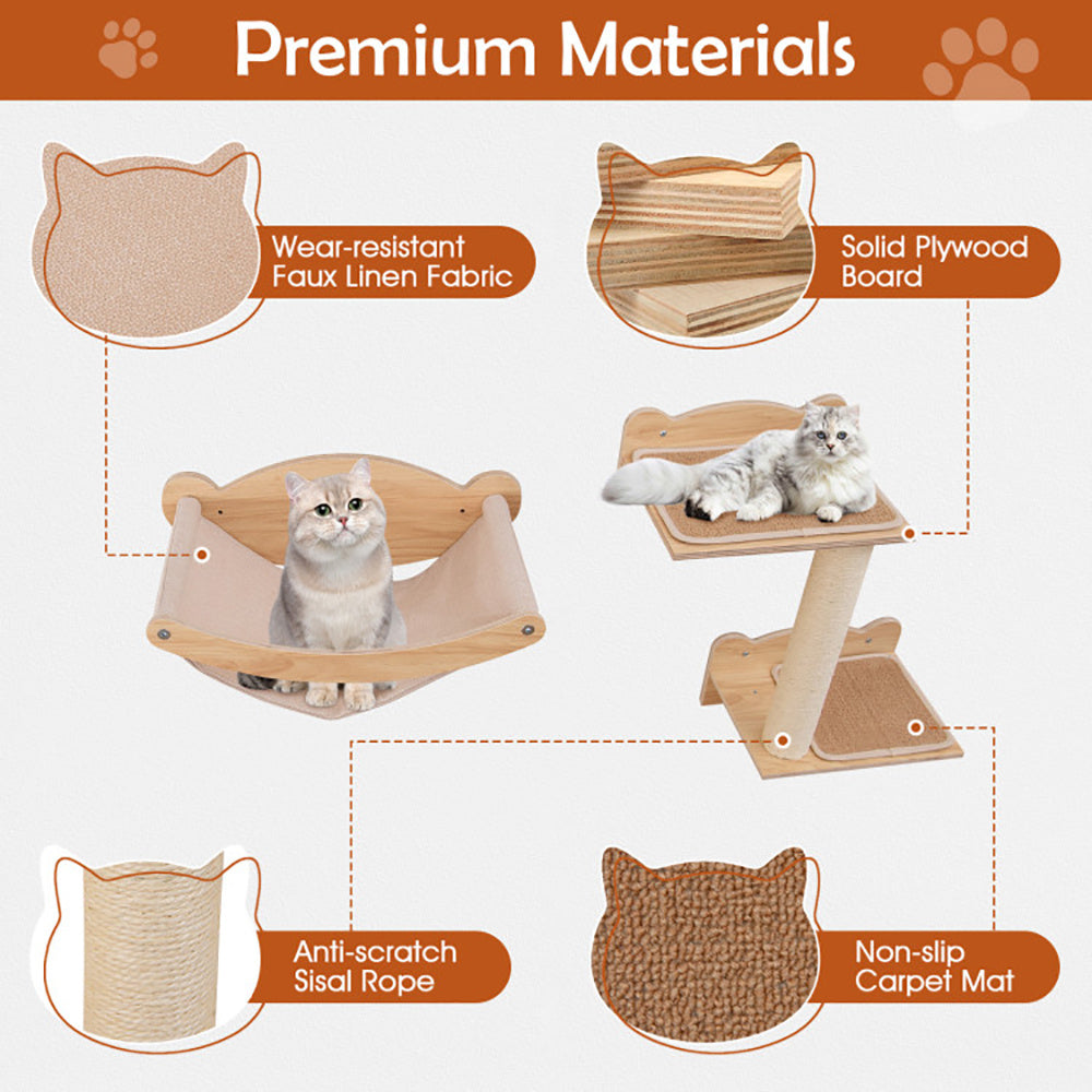 Wefulfil Cat Wall Furniture made of solid plywood with wear-resistant linen fabric and anti-scratch sisal rope