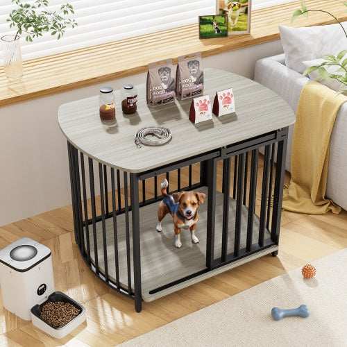 Furniture Style Dog Crate For Small And Medium Dogs - Modern Wooden End Table Kennel - Purrfect Pet Haven