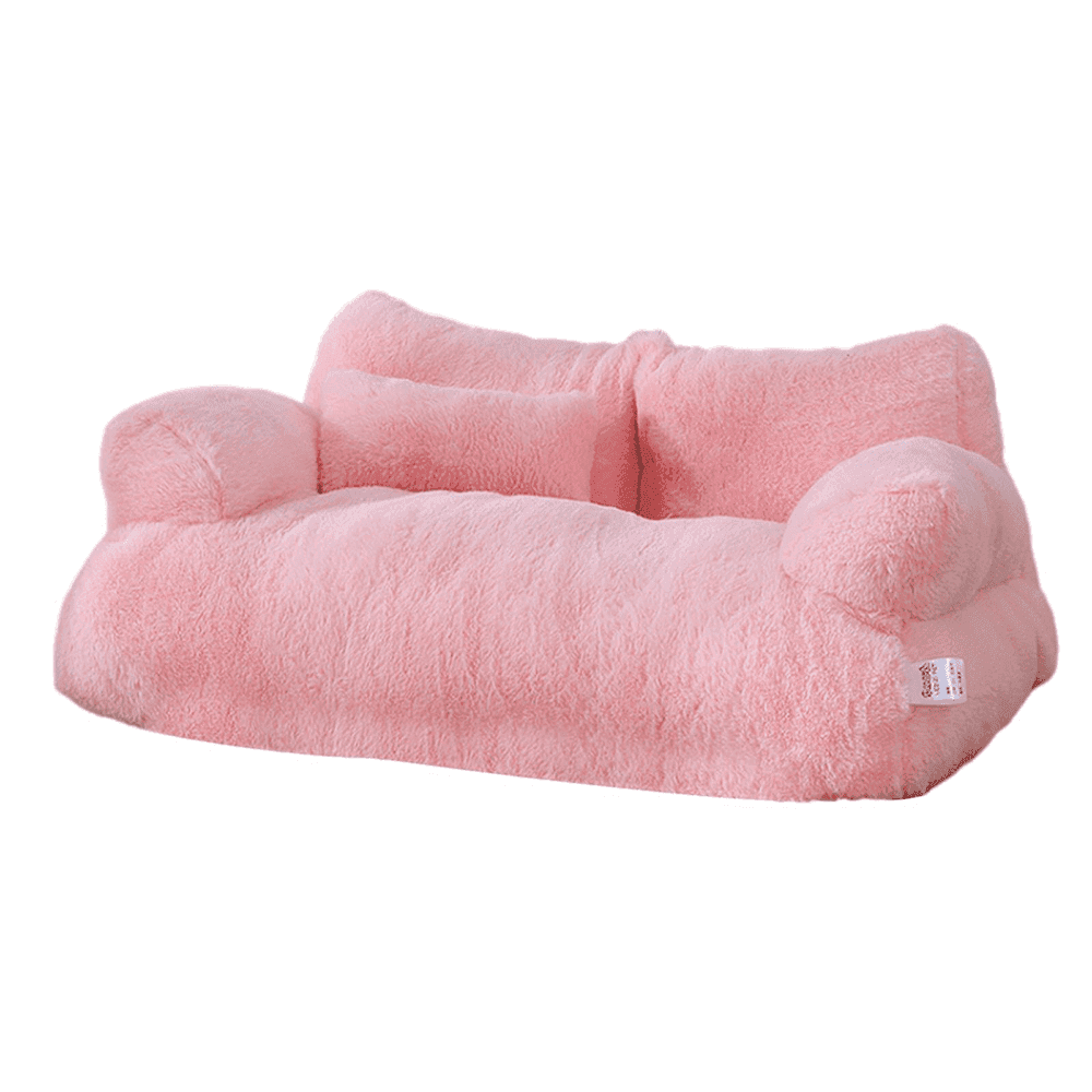 Purrfect Pet Haven plush pink cozy bed with bolsters and back pillow Bed for Cats and Small Dogs