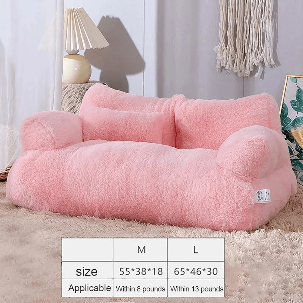 Purrfect Pet Haven pink plush Bed for Cats and Small Dogs with bolstered sides and soft sherpa cushions