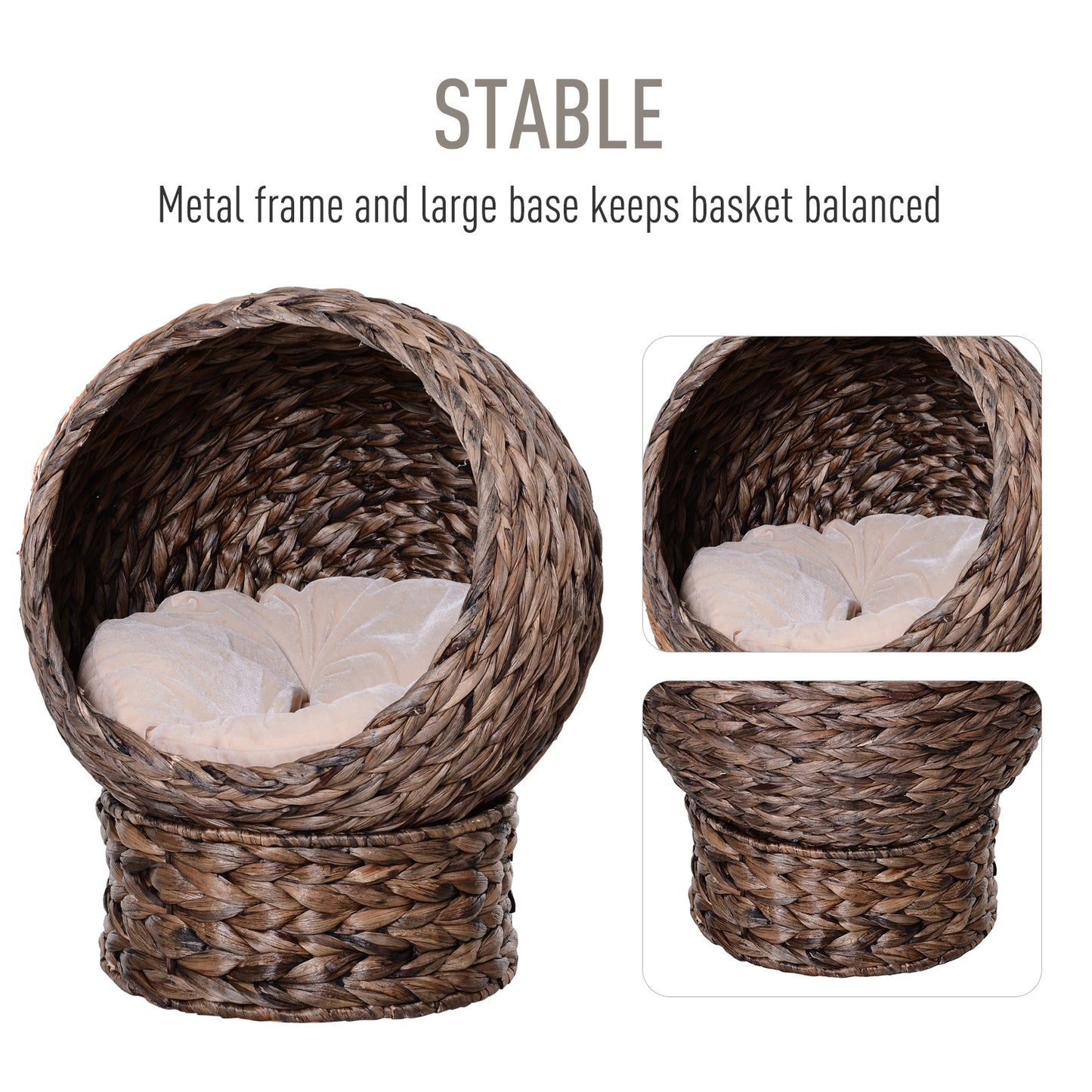 Wefulfil Cozy Wicker Pet Bed Dome with metal frame and large base for stability and comfort