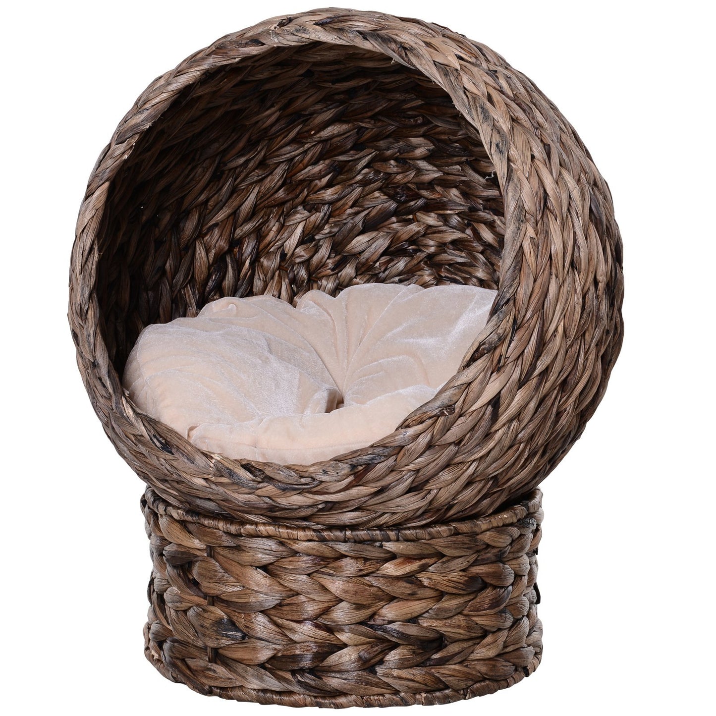 Wefulfil Cozy Wicker Pet Bed Dome with soft cushion for small pets comfort
