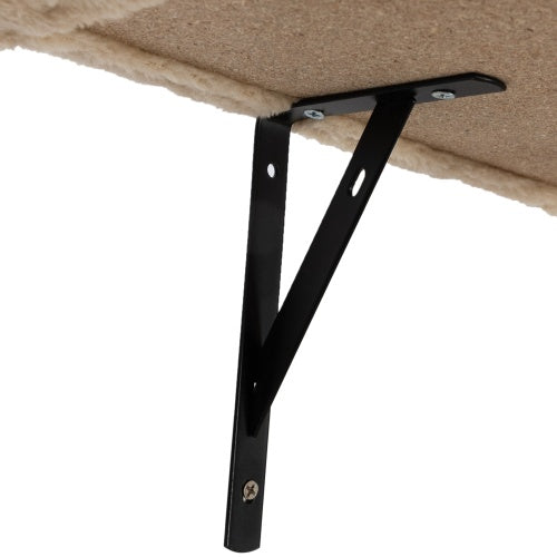 Wefulfil wall mounted cat tree metal support bracket under beige carpeted shelf for stability
