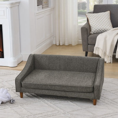 Wefulfil Dog Sofa Bed gray upholstered raised loveseat style pet couch with removable cushion