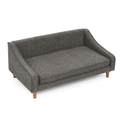 Wefulfil grey mid century Dog Sofa Bed with raised back and wooden legs for small to medium dogs