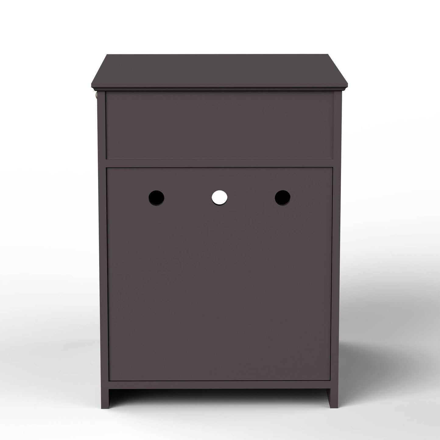 Wefulfil wooden cat litter box enclosure in dark brown cabinet with three entry holes and top access