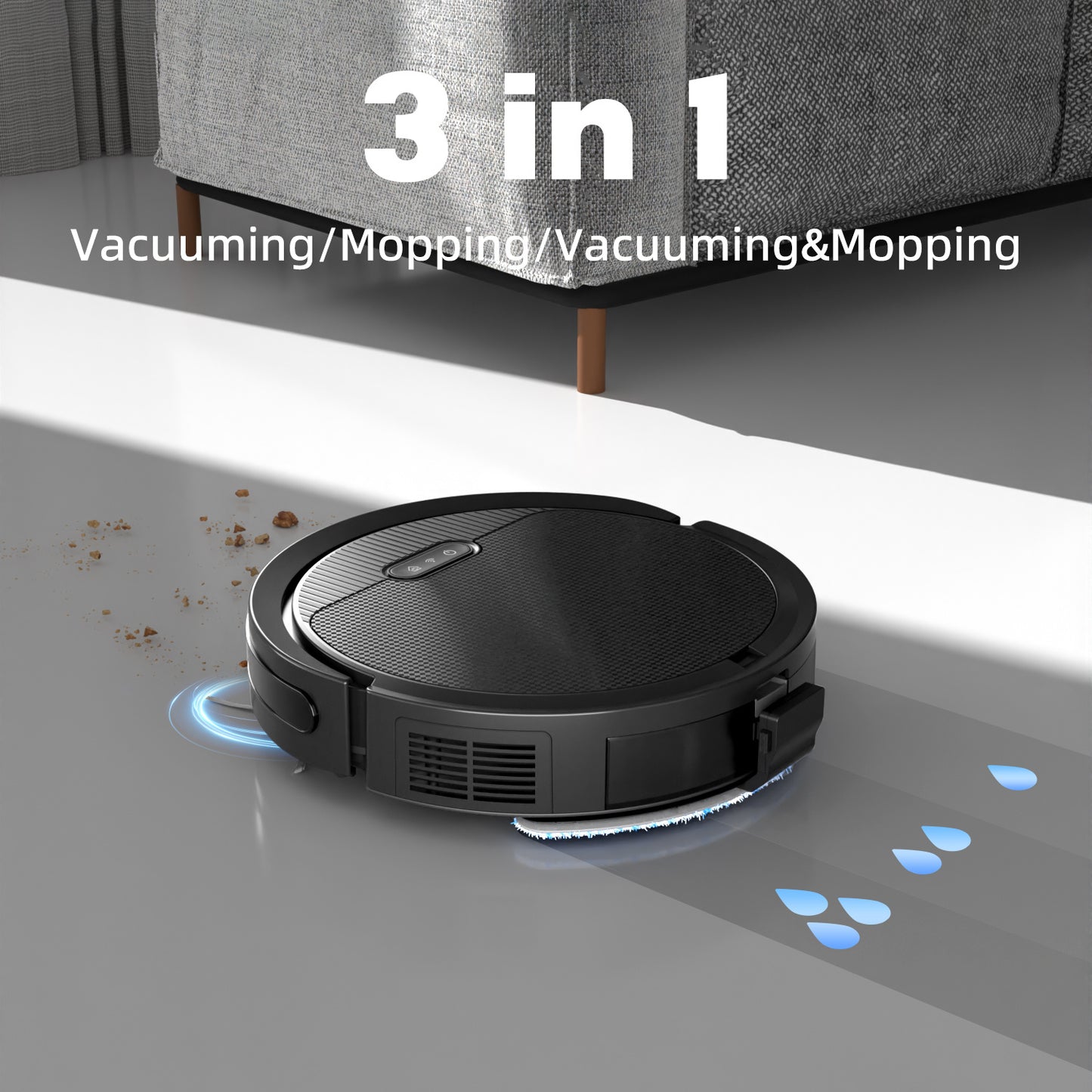 Pet Hair Robot Vacuum - 3-in-1 Cleaner