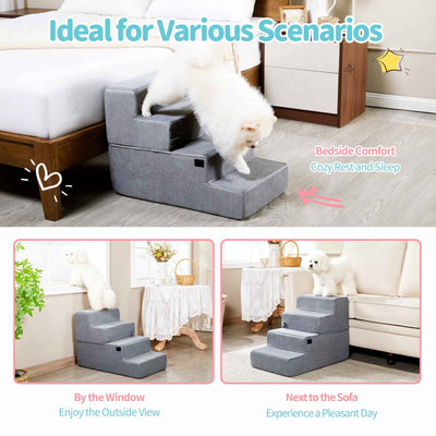 Dog Steps for High Beds - 4-Step Foam Pet Stairs - Purrfect Pet Haven