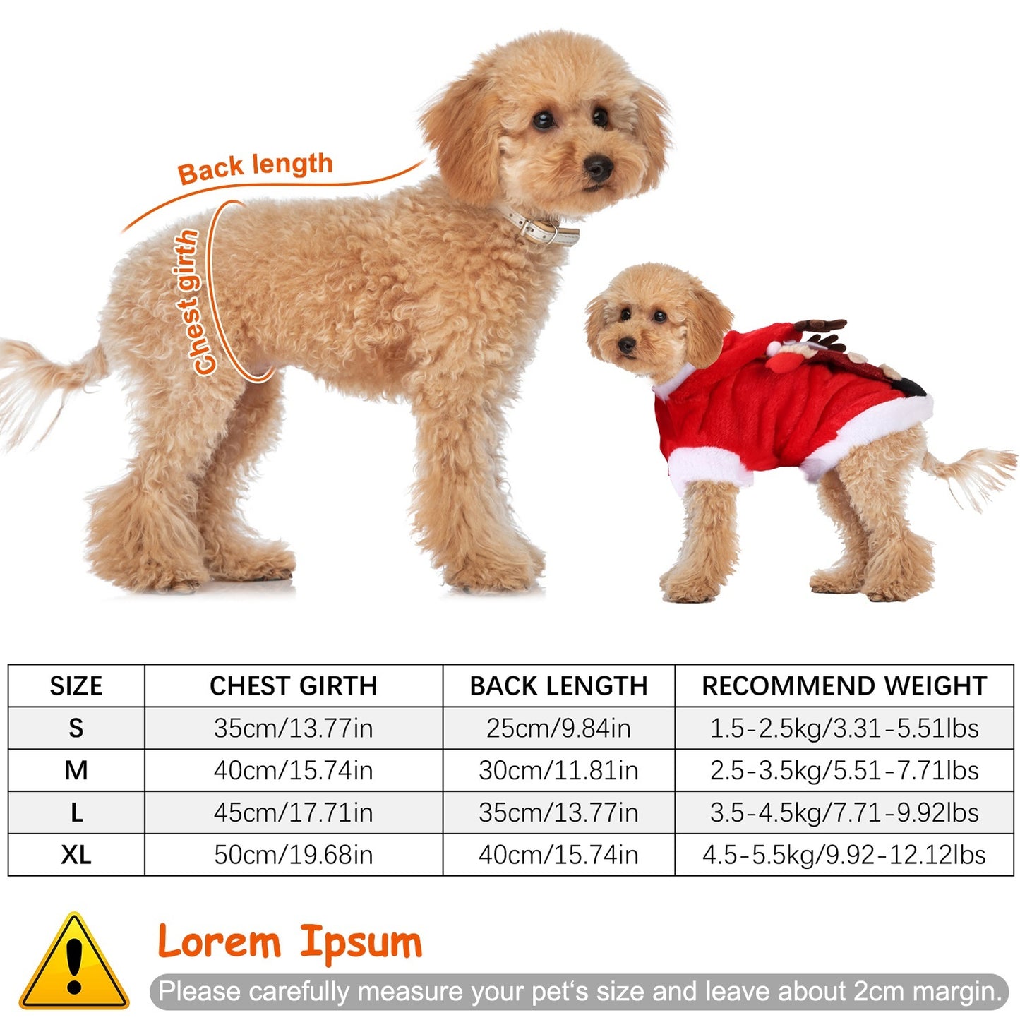 Christmas Santa Reindeer Pet Outfit - 3D Antlers