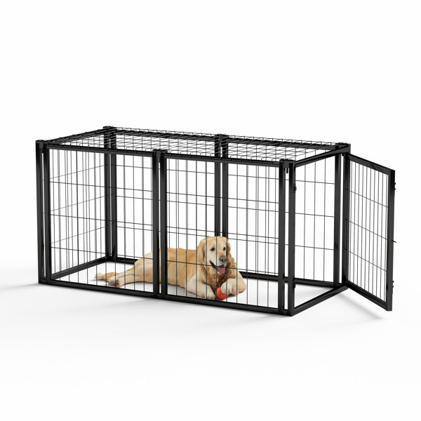 Black Iron 48 Inch Wide Front or Side Door Access Indoor Dog Cage