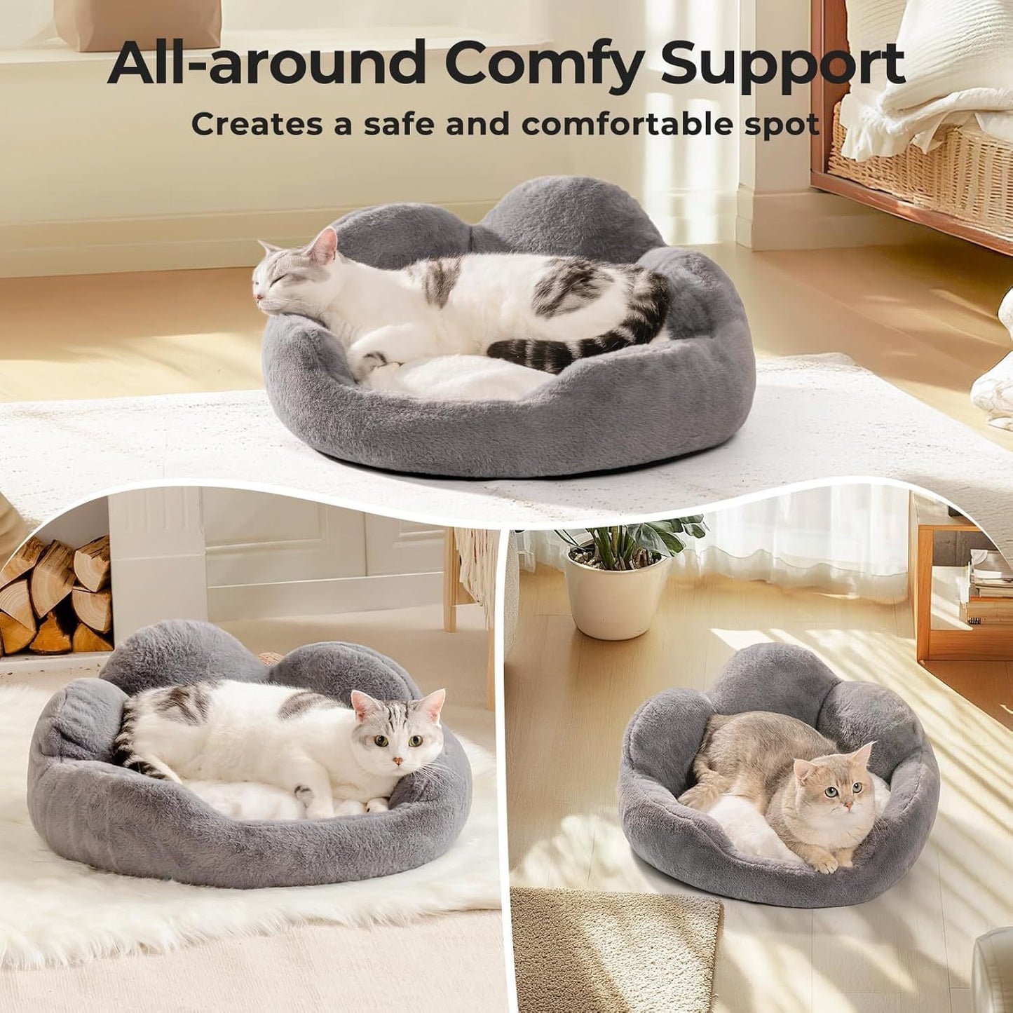 Flower-Shaped Pet Bed - Fluffy Washable Couch for Cats & Small Dogs