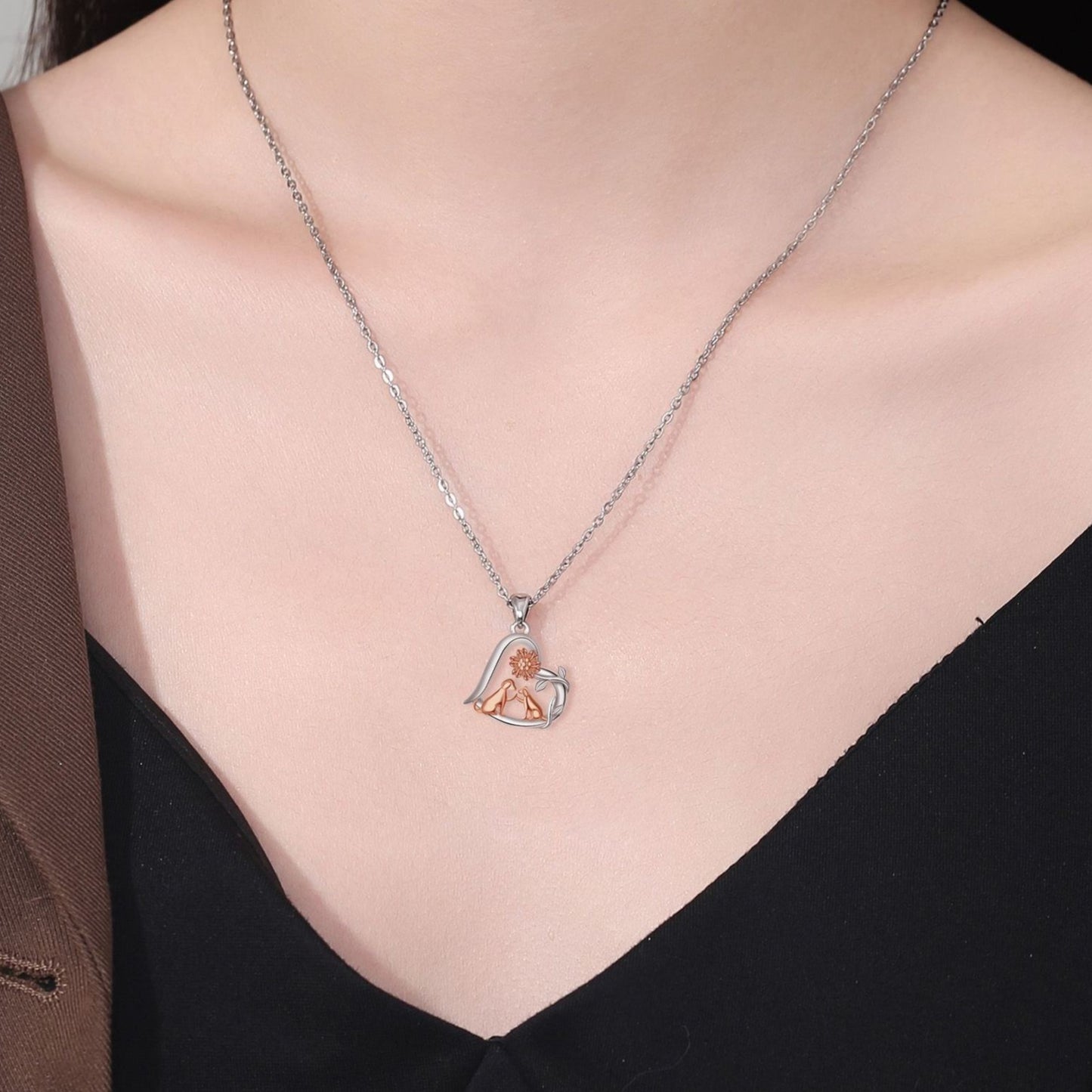 Pastoral Style Pendant Dog Necklace Women