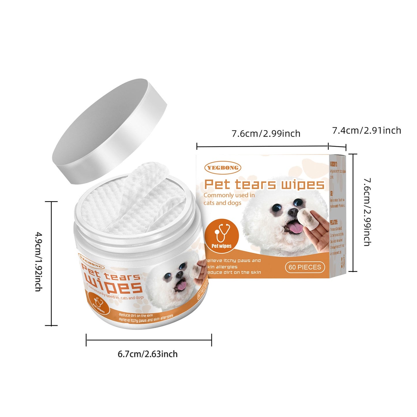 Dogs And Cats Remove Tear Stains, Clean The Eyes, Wipe Eye Droppings, And Remove Eye Dirt With Cotton Pads