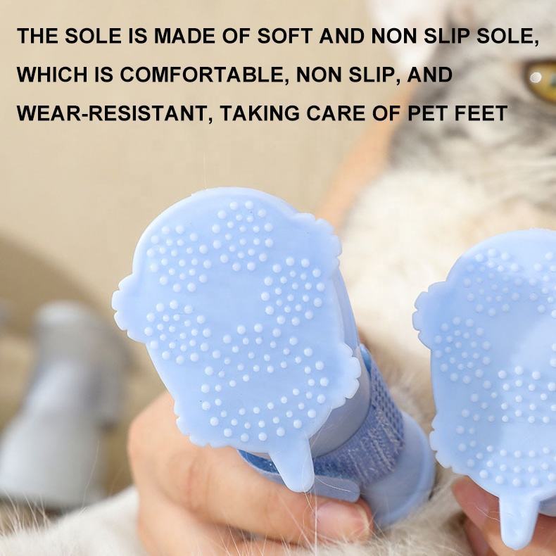 Wefulfil Dog 4 Piece Rain Boots with soft non-slip wear-resistant sole for pet protection