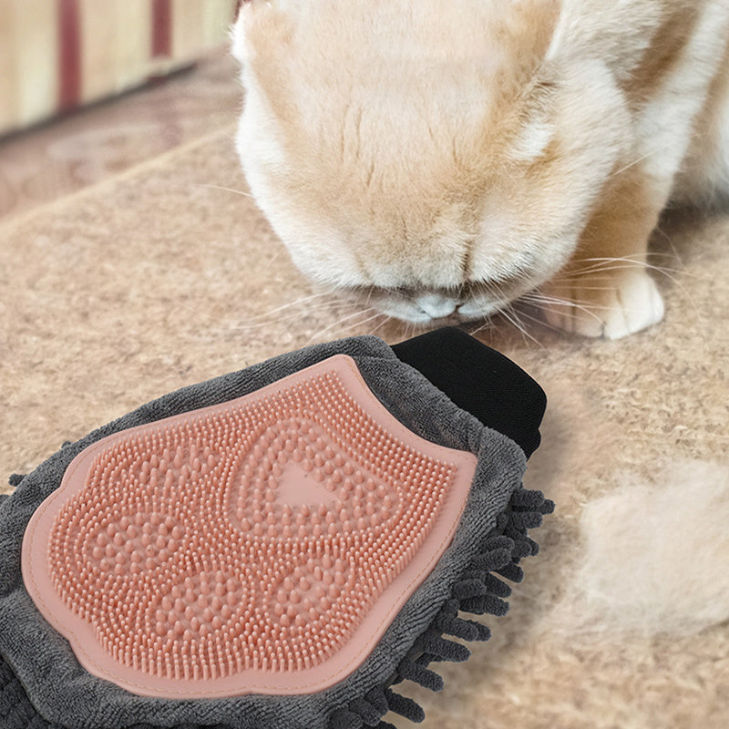 Wefulfil Dog and Cat Grooming Glove with silicone bristles and soft fabric for pet hair removal
