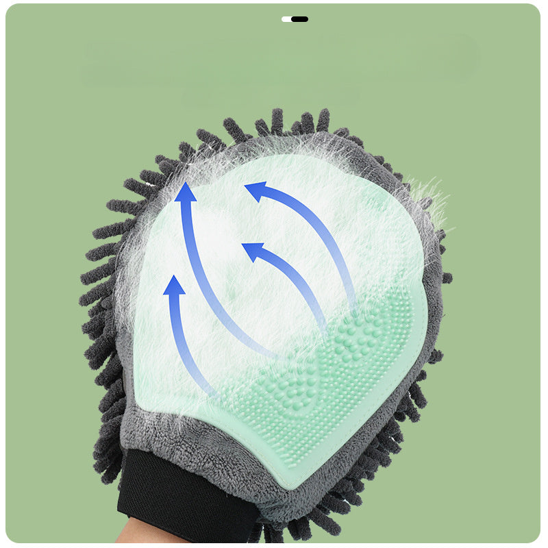 Wefulfil Dog and Cat Grooming Glove with soft bristles and massage nubs for effective pet hair removal