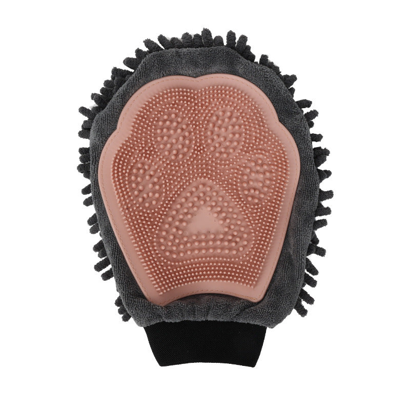 Wefulfil Dog and Cat Grooming Glove with soft silicone bristles and microfiber for pet fur removal