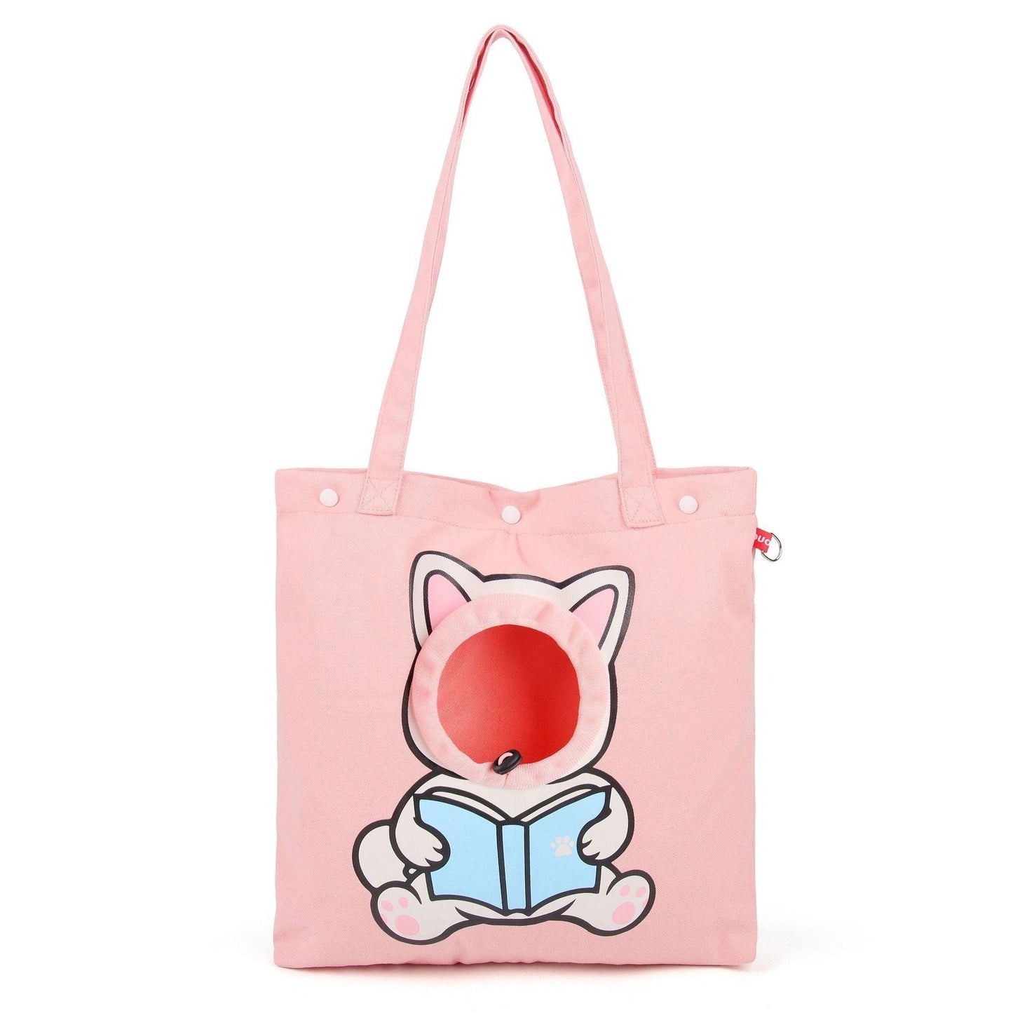 Wefulfil pink tote bag Open Hole Cat Carrier with cat design and circular opening for pet visibility