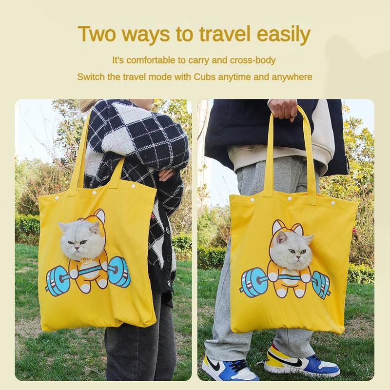 Wefulfil Open Hole Cat Carrier in yellow tote style showing two ways to carry a cat comfortably