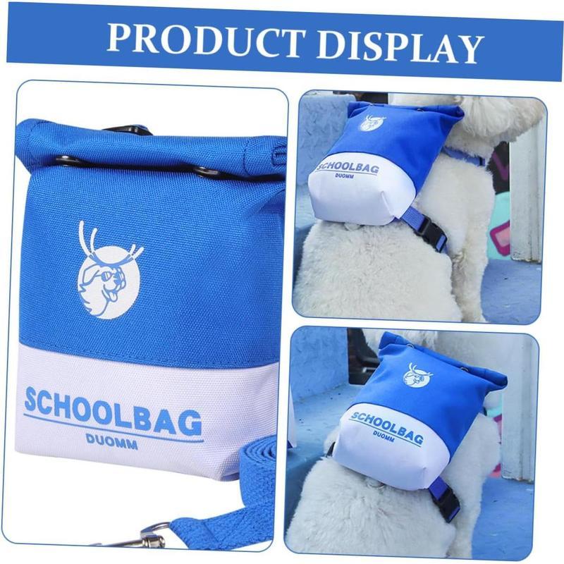 Wefulfil Schoolbag Dog Treat Backpack blue on small dog wearable treat pouch with adjustable straps