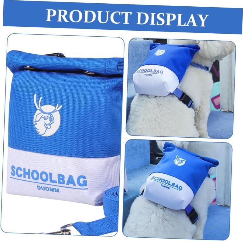 Wefulfil Schoolbag Dog Treat Backpack blue dog harness pouch for carrying treats on walks