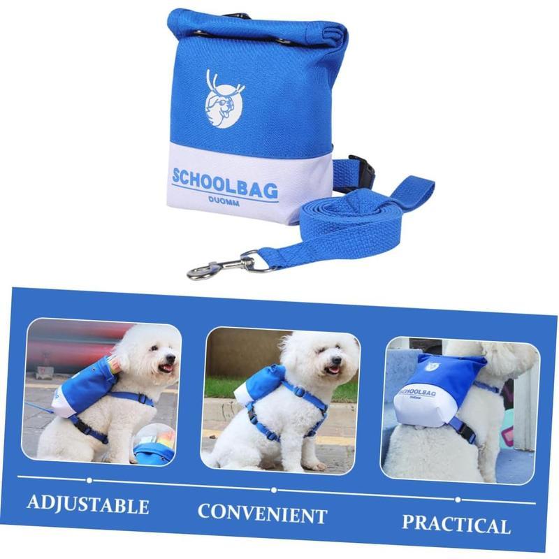 Wefulfil blue Schoolbag Dog Treat Backpack for small dogs with adjustable harness and leash