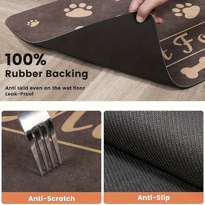 Dog Paws & Bones Pet Absorbent Non-slip Feeding Placemat