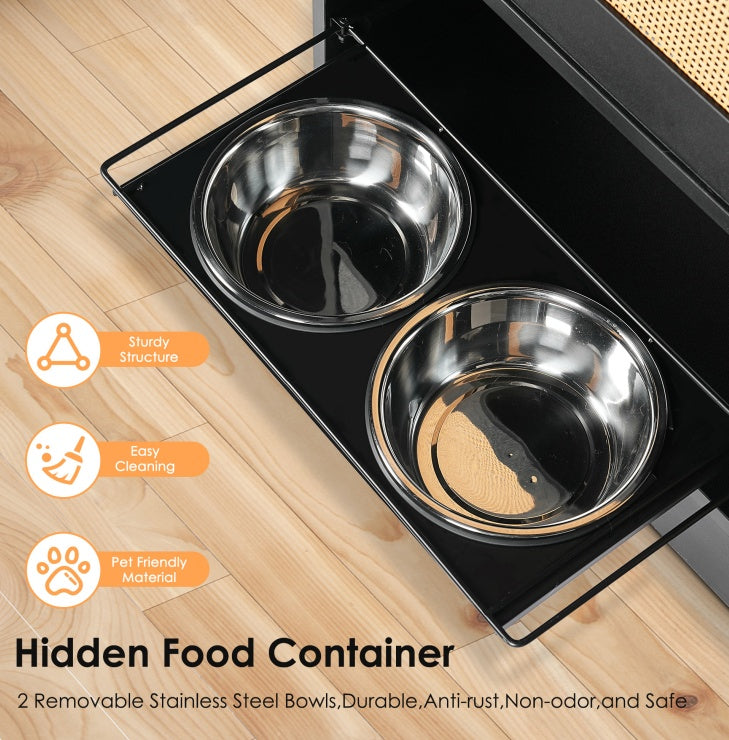 Pet Feeding Station 1 Locker and 2 Overhead Dog Bowls