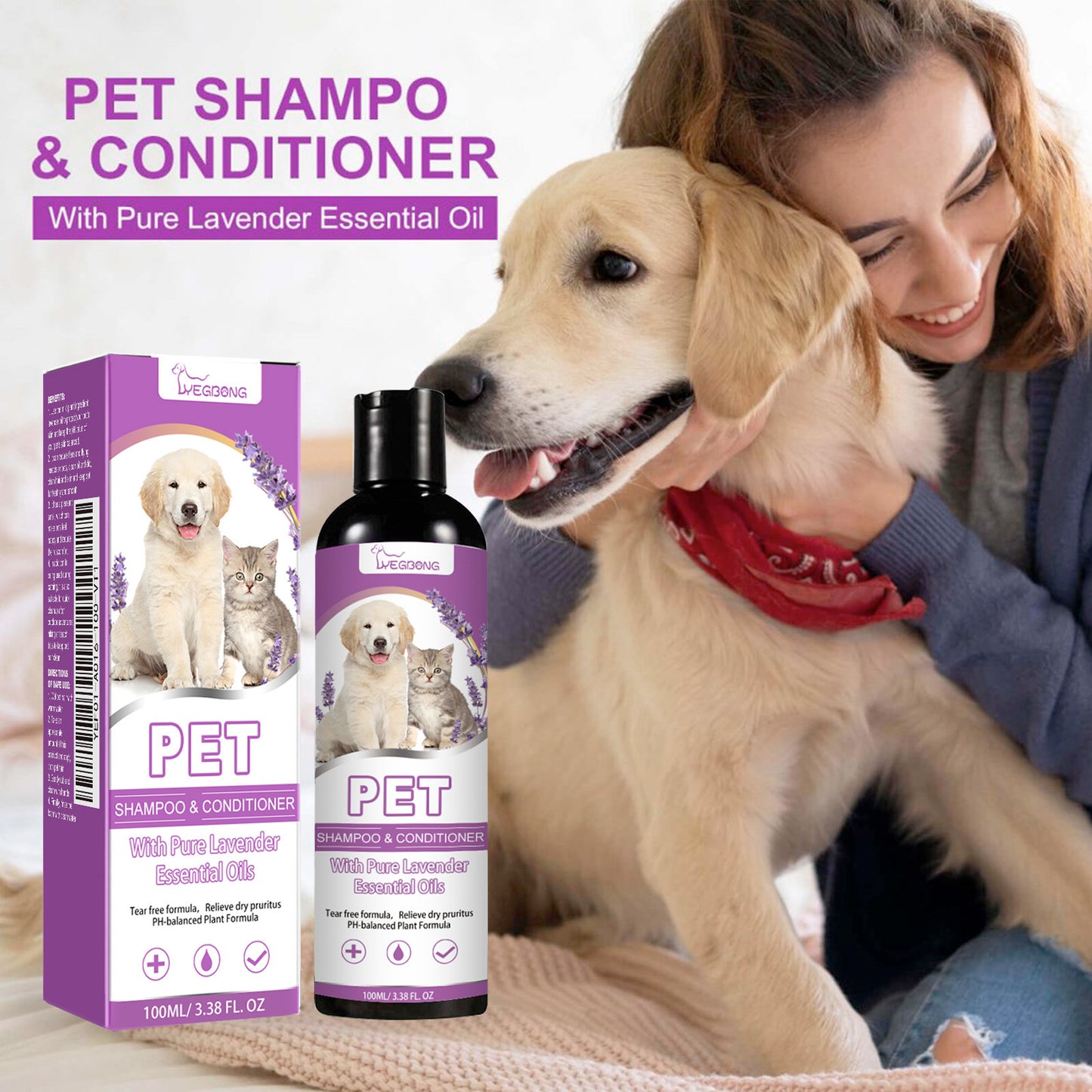 Pet Shampoo & Conditioner with Pure Lavender Essential Oils
