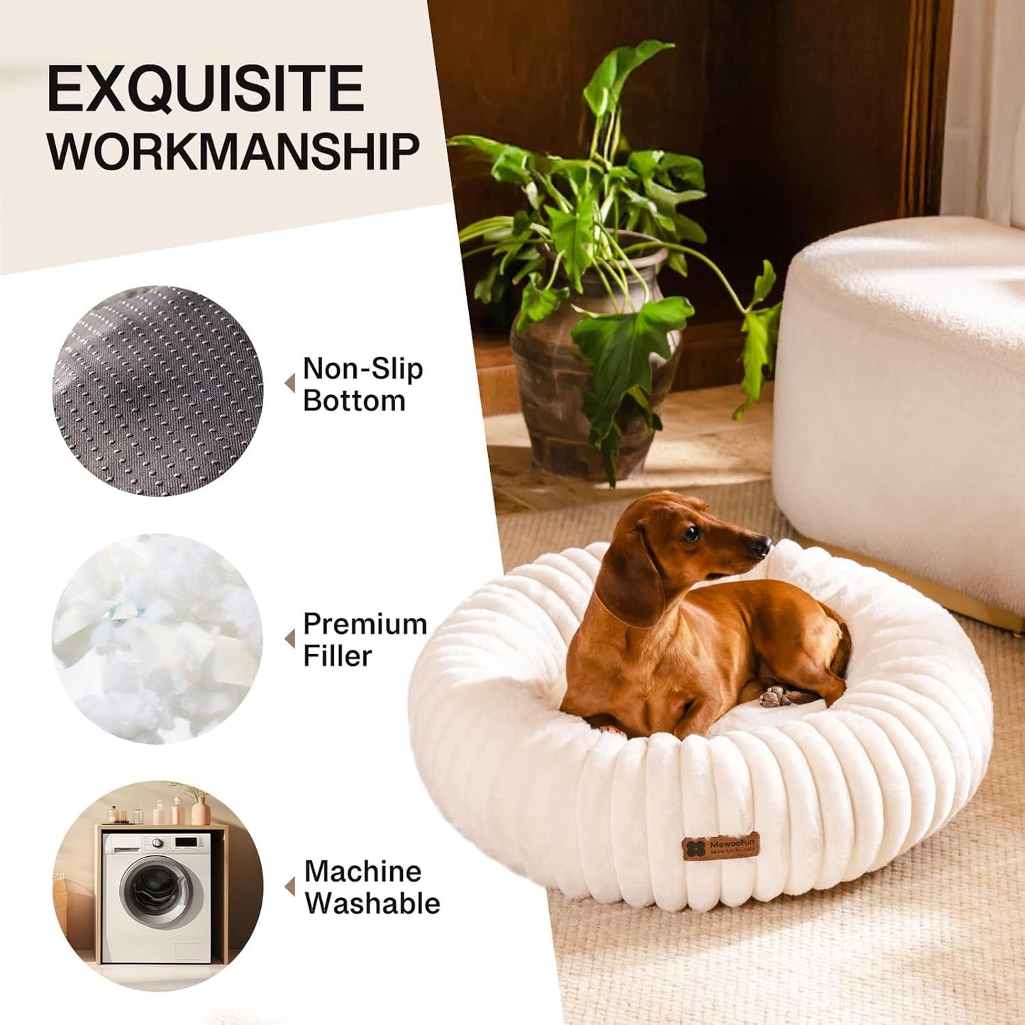 Donut Dog Bed - Calming Round Fluffy