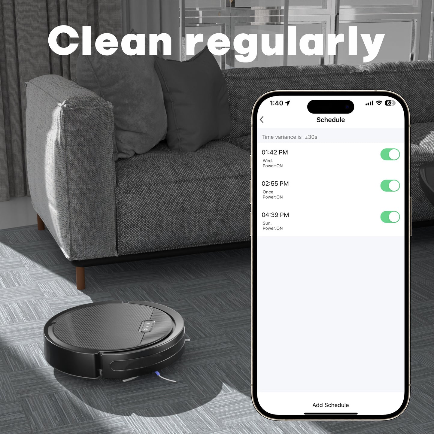 Pet Hair Robot Vacuum - 3-in-1 Cleaner